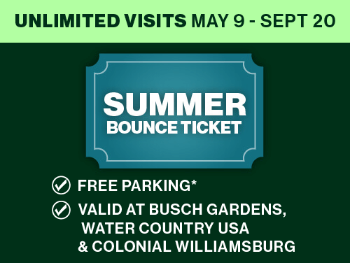 Busch Gardens, Water Country USA & Colonial Williamsburg Summer Bounce Ticket