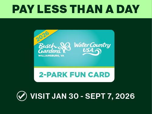 Busch Gardens Williamsburg & Water Country USA 2-Park Fun Card