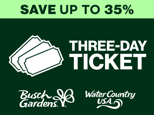 Busch Gardens Williamsburg & Water Country USA Three-Day Ticket
