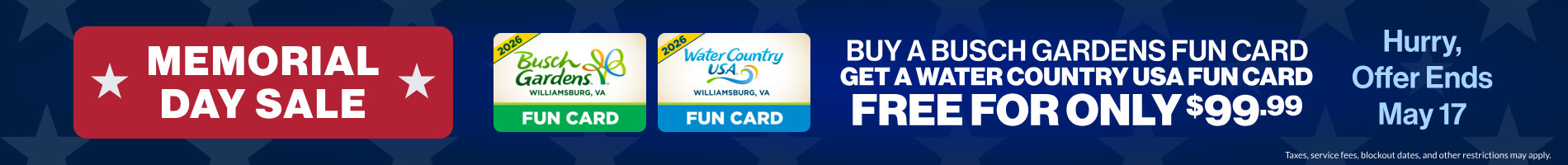 Buy A Busch Gardens Fun Card Get A Water Country USA Fun Card FREE Only $99.99