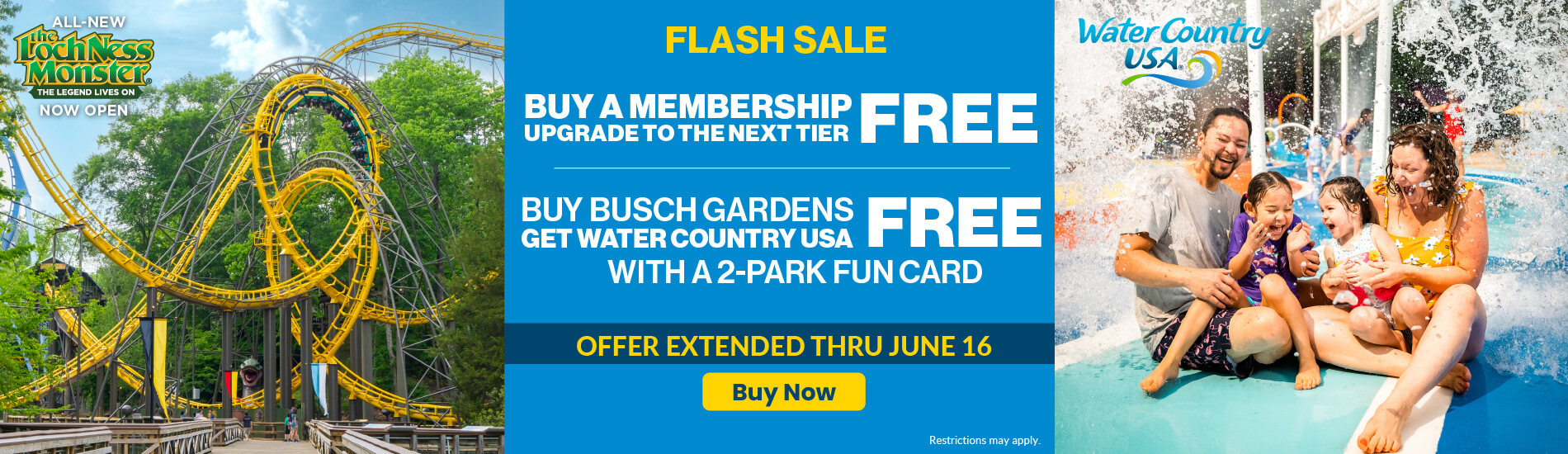 Busch Gardens Williamsburg & Water Country USA Membership & Fun Card Sale