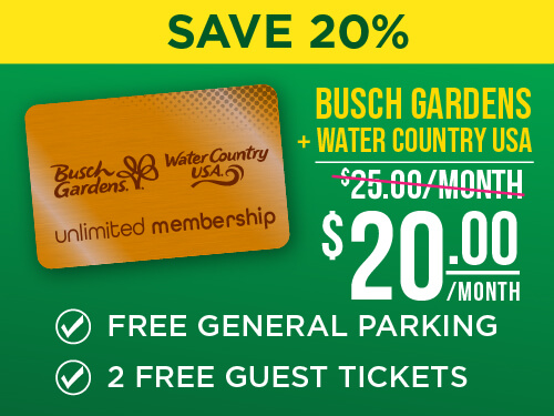 Busch Gardens Williamsburg & Water Country USA Memberships