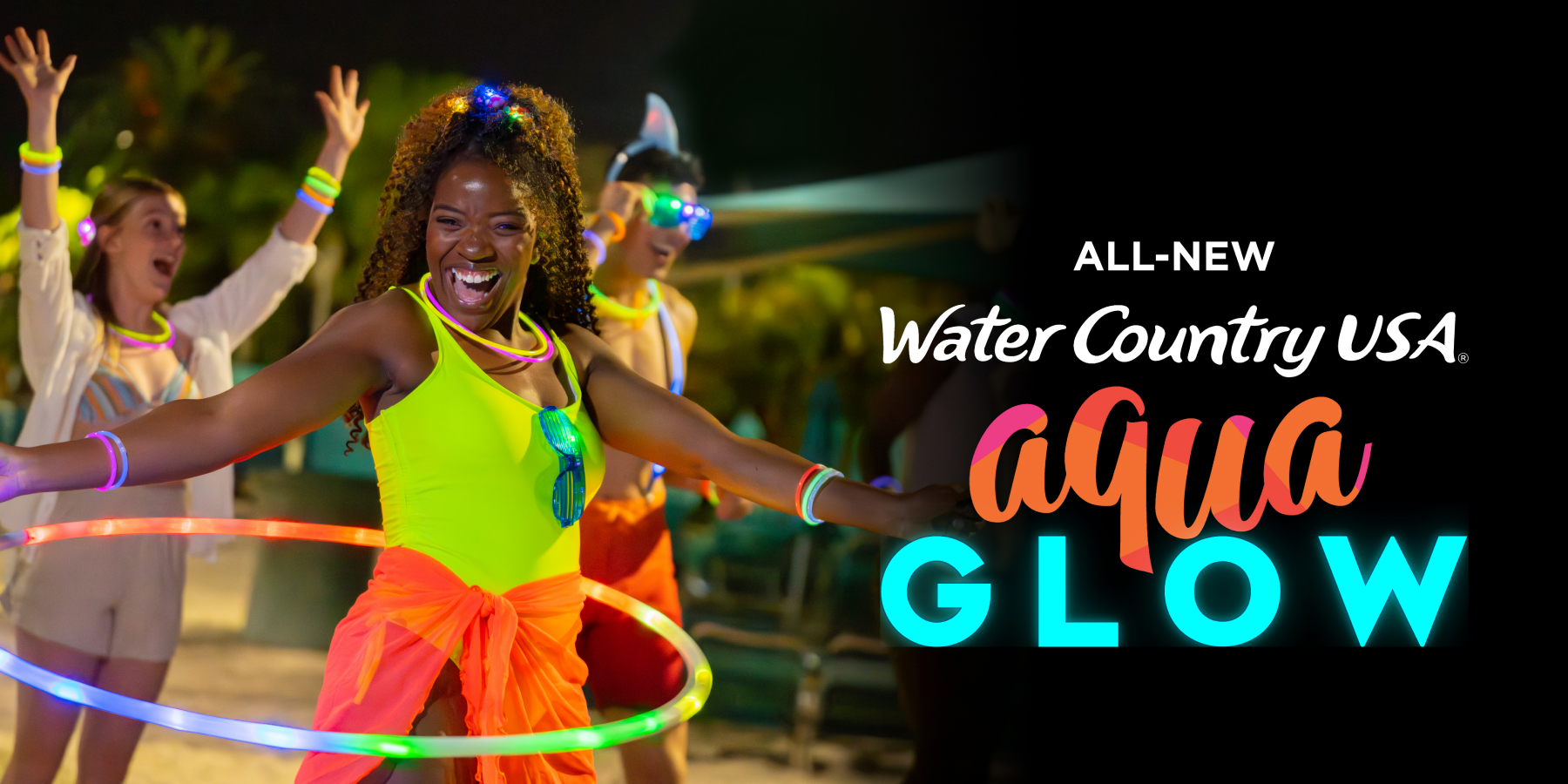 Woman with hula hoop at AquaGlow