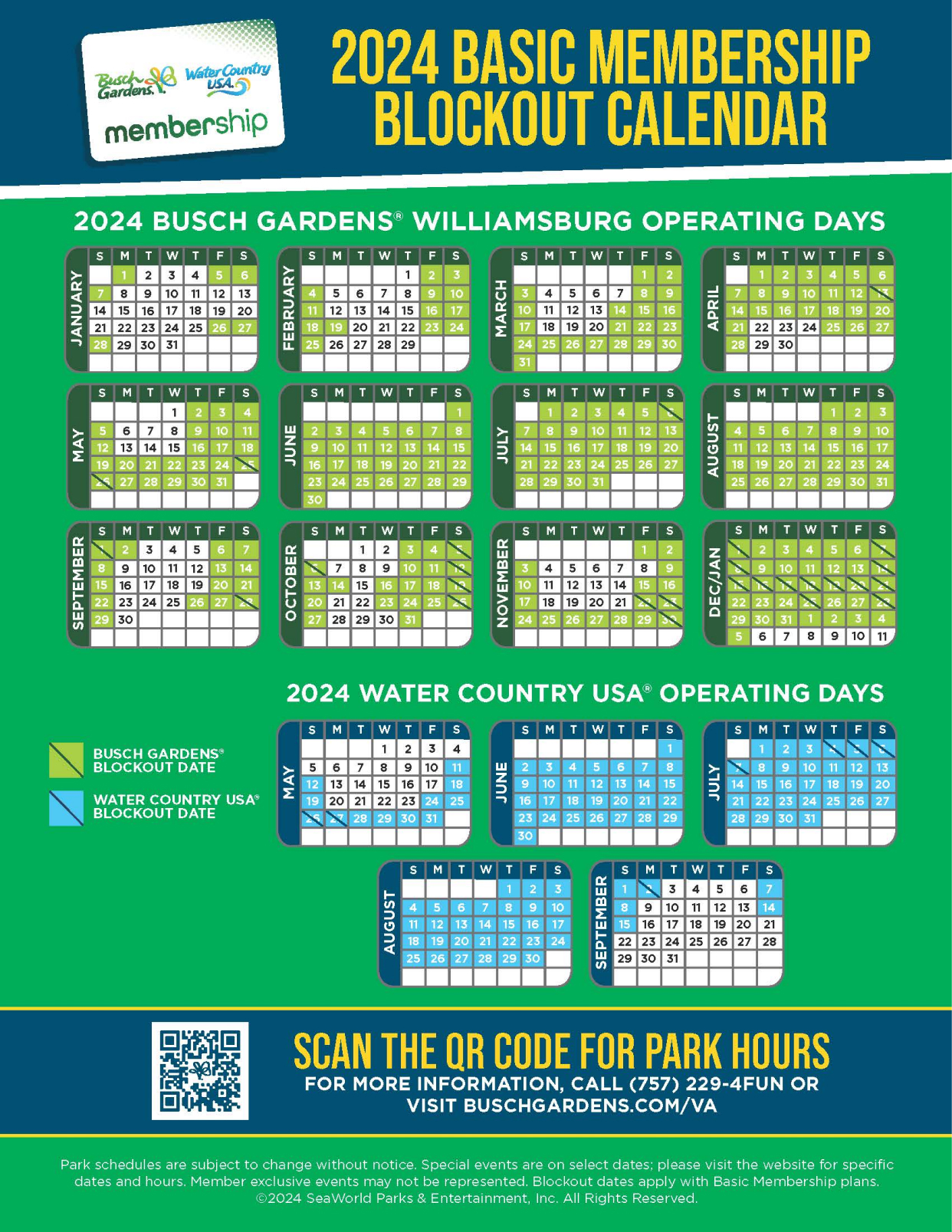 2024 Busch Gardens Williamsburg Basic Membership Blockout Dates