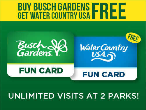 Busch Gardens & Water Country USA 2-Park Fun Card